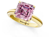 Yellow gold Fancy Pink Asscher Cut Diamond Solitaire Engagement Ring with Round Band and Four-Prong Setting_89