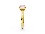 Yellow gold Fancy Pink Asscher Cut Diamond Solitaire Engagement Ring with Round Band and Four-Prong Setting_90