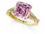 Yellow gold Fancy Pink Asscher Cut Diamond Solitaire Engagement Ring with Twisted Pavé Band and Four-Prong Setting_50