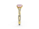 Yellow gold Fancy Pink Asscher Cut Diamond Solitaire Engagement Ring with Twisted Pavé Band and Four-Prong Setting_51