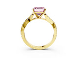 Yellow gold Fancy Pink Asscher Cut Diamond Solitaire Engagement Ring with Twisted Pavé Band and Four-Prong Setting_52