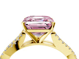 Yellow gold Fancy Pink Asscher Cut Diamond Solitaire Engagement Ring with Twisted Pavé Band and Four-Prong Setting_53