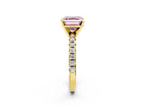 Yellow gold Fancy Pink Asscher Cut Diamond Solitaire Pavé Engagement Ring with Round Band and Prong Setting_14