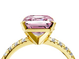 Yellow gold Fancy Pink Asscher Cut Diamond Solitaire Pavé Engagement Ring with Round Band and Prong Setting_16