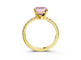 Yellow gold Fancy Pink Asscher Cut Diamond Solitaire Pavé Engagement Ring with Round Band and Prong Setting_51