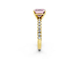 Yellow gold Fancy Pink Asscher Cut Diamond Solitaire Pavé Engagement Ring with Round Band and Prong Setting_86