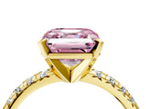 Yellow gold Fancy Pink Asscher Cut Diamond Solitaire Pavé Engagement Ring with Round Band and Prong Setting_88