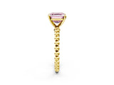 Yellow gold Fancy Pink Asscher Cut Diamond Solitaire Ring with Beaded Band and Prong Setting_42