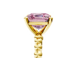 Yellow gold Fancy Pink Asscher Cut Diamond Solitaire Ring with Beaded Band and Prong Setting_45