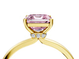 Yellow gold Fancy Pink Asscher Cut Diamond Solitaire Ring with Classic Band and Four-Prong Setting_4