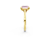 Yellow gold Fancy Pink Asscher Cut Diamond Solitaire Ring with Flower Prong Setting and Classic Band_14