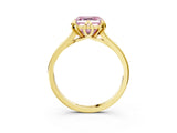 Yellow gold Fancy Pink Asscher Cut Diamond Solitaire Ring with Flower Prong Setting and Classic Band_15