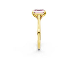 Yellow gold Fancy Pink Asscher Cut Diamond Solitaire Ring with Flower Prong Setting and Classic Band_40