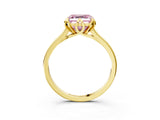 Yellow gold Fancy Pink Asscher Cut Diamond Solitaire Ring with Flower Prong Setting and Classic Band_41