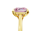 Yellow gold Fancy Pink Asscher Cut Diamond Solitaire Ring with Flower Prong Setting and Classic Band_43
