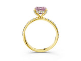 Yellow gold Fancy Pink Asscher Cut Diamond Solitaire Ring with Four-Prong Setting and Pavé Band_6