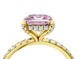 Yellow gold Fancy Pink Asscher Cut Diamond Solitaire Ring with Four-Prong Setting and Pavé Band_7