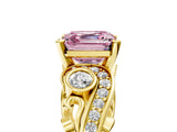Yellow gold Fancy Pink Asscher Cut Diamond Solitaire Ring with Milgrain Pavé Band and Four-Prong Setting_27
