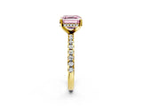 Yellow gold Fancy Pink Asscher Cut Diamond Solitaire Ring with Pavé Band and Four-Prong Setting_53