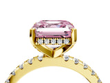 Yellow gold Fancy Pink Asscher Cut Diamond Solitaire Ring with Pavé Band and Four-Prong Setting_55