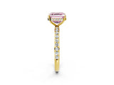 Yellow gold Fancy Pink Asscher Cut Diamond Solitaire Ring with Pavé Band and Hidden Halo_22