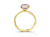 Yellow gold Fancy Pink Asscher Cut Diamond Solitaire Ring with Pavé Band and Hidden Halo_23