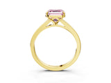 Yellow gold Fancy Pink Asscher Cut Diamond Solitaire Ring with Pavé Band and Prong Setting_15