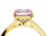 Yellow gold Fancy Pink Asscher Cut Diamond Solitaire Ring with Pavé Band and Prong Setting_16