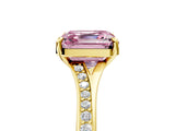 Yellow gold Fancy Pink Asscher Cut Diamond Solitaire Ring with Pavé Band and Prong Setting_17