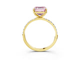 Yellow gold Fancy Pink Asscher Cut Diamond Solitaire Ring with Pave Band and Four Prong Setting_36