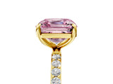Yellow gold Fancy Pink Asscher Cut Diamond Solitaire Ring with Pave Band and Four Prong Setting_38