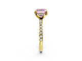 Yellow gold Fancy Pink Asscher Cut Diamond Solitaire Ring with Round  Pavé Band and Four-Prong Setting_38