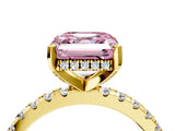 Yellow gold Fancy Pink Asscher Cut Diamond Solitaire Ring with Round  Pavé Band and Four-Prong Setting_40