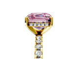 Yellow gold Fancy Pink Asscher Cut Diamond Solitaire Ring with Round  Pavé Band and Four-Prong Setting_41