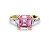 Yellow gold Fancy Pink Asscher Cut Diamond Solitaire Ring with Side Stones and Four-Prong Setting_50