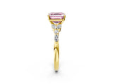 Yellow gold Fancy Pink Asscher Cut Diamond Solitaire Ring with Side Stones and Four-Prong Setting_52