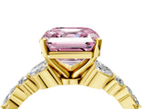 Yellow gold Fancy Pink Asscher Cut Diamond Solitaire Ring with Side Stones and Four-Prong Setting_54