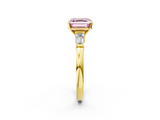 Yellow gold Fancy Pink Asscher  Cut Diamond Solitaire Ring with Tapered Baguette Accents and Four-Prong Setting_19