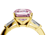 Yellow gold Fancy Pink Asscher  Cut Diamond Solitaire Ring with Tapered Baguette Accents and Four-Prong Setting_21