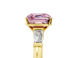 Yellow gold Fancy Pink Asscher  Cut Diamond Solitaire Ring with Tapered Baguette Accents and Four-Prong Setting_22