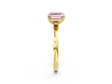 Yellow gold Fancy Pink Asscher Cut Diamond Solitaire Ring with Thin Band and Prong Setting_14