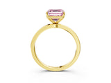 Yellow gold Fancy Pink Asscher Cut Diamond Solitaire Ring with Thin Band and Prong Setting_15