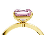Yellow gold Fancy Pink Asscher Cut Diamond Solitaire Ring with Thin Band and Prong Setting_16