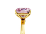Yellow gold Fancy Pink Asscher Cut Diamond Solitaire Ring with Thin Band and Prong Setting_17