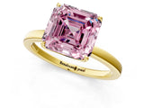 Yellow gold Fancy Pink Asscher Cut Diamond Solitaire Ring with Thin Band and Prong Setting_25