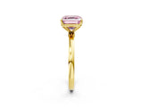 Yellow gold Fancy Pink Asscher Cut Diamond Solitaire Ring with Thin Band and Prong Setting_26