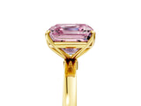 Yellow gold Fancy Pink Asscher Cut Diamond Solitaire Ring with Thin Band and Prong Setting_29
