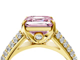 Yellow gold Fancy Pink Asscher Cut Diamond Solitaire Ring with Three-Row Pavé Band and Four-Prong Setting_21