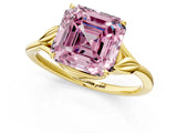 Yellow gold Fancy Pink Asscher Cut Diamond Solitaire Ring with Twist Band and Four-Prong Setting_47