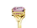 Yellow gold Fancy Pink Asscher Cut Diamond Solitaire Ring with Twist Band and Four-Prong Setting_51